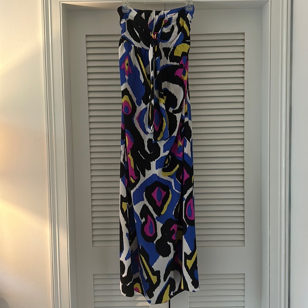 Alice & Trixie strapless ikat print silk maxi dress